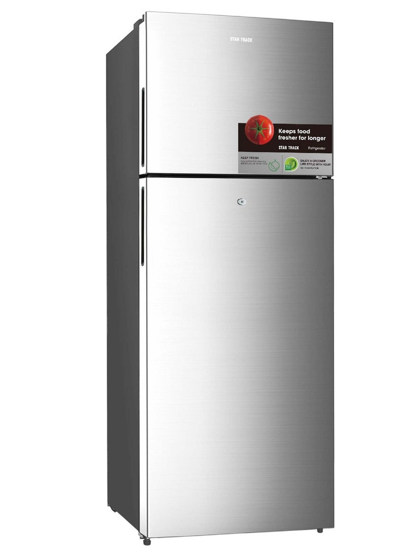 STAR TRACK 470L Gross / 400L Net Capacity, No Frost Double Door Refrigerator with Glass Shelves, LED Light, Ice Box, Transparent Door Baskets, Low Noise, Electronic Control, Fast Freezing – Silver ST-FRG-NSKE470 Silver - Image 1