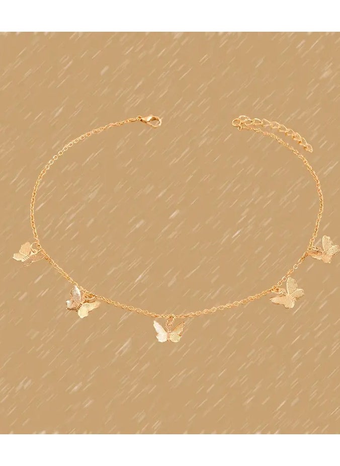 Home Clearance Sale 1pc Versatile Simple Alloy Butterfly Pendant Clavicle Chain 18k Gold Plated Necklace Jewelry For Women Daily Wear  - Image 2