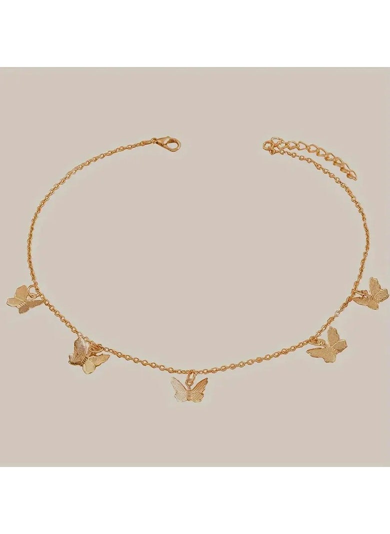 Home Clearance Sale - 1pc Versatile Simple Alloy Butterfly Pendant Clavicle Chain 18k Gold Plated Necklace Jewelry For Women Daily Wear - Image 1