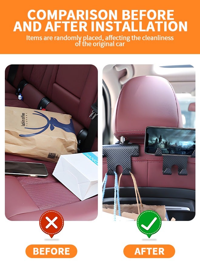 GROIC 2 Pcs Car Headrest Seat Back Organizer, 2 in 1 Cars Back Seat Head Rest Hanger Vehicle Leather Organizer Storage Holder Hook Matching Cars Interior for Purses and Bags - Image 4