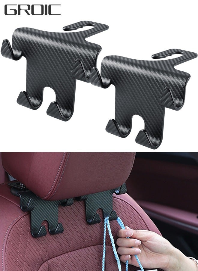 GROIC 2 Pcs Car Headrest Seat Back Organizer, 2 in 1 Cars Back Seat Head Rest Hanger Vehicle Leather Organizer Storage Holder Hook Matching Cars Interior for Purses and Bags - Image 1