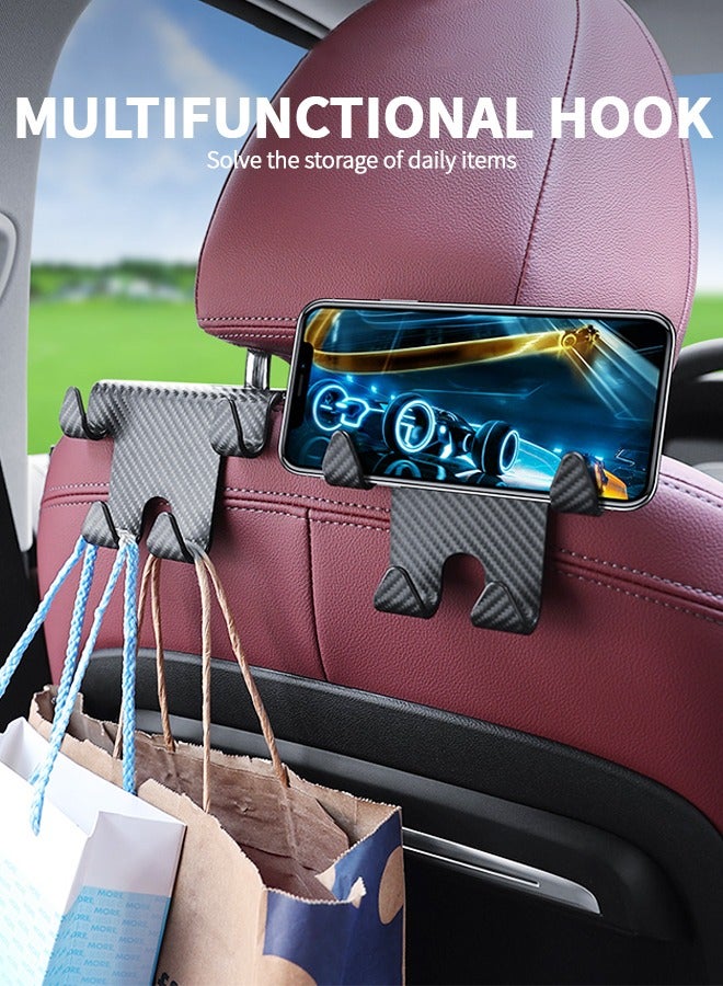 GROIC 2 Pcs Car Headrest Seat Back Organizer, 2 in 1 Cars Back Seat Head Rest Hanger Vehicle Leather Organizer Storage Holder Hook Matching Cars Interior for Purses and Bags - Image 3
