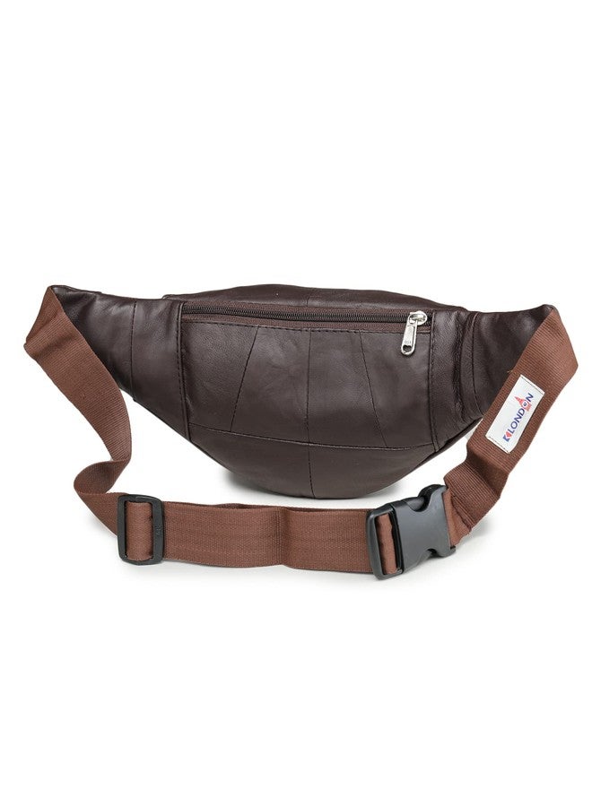 K London Real Leather Brown Waist Bag Fanny Bag Travel Pouch Passport Holder (246_BRN) - Image 5