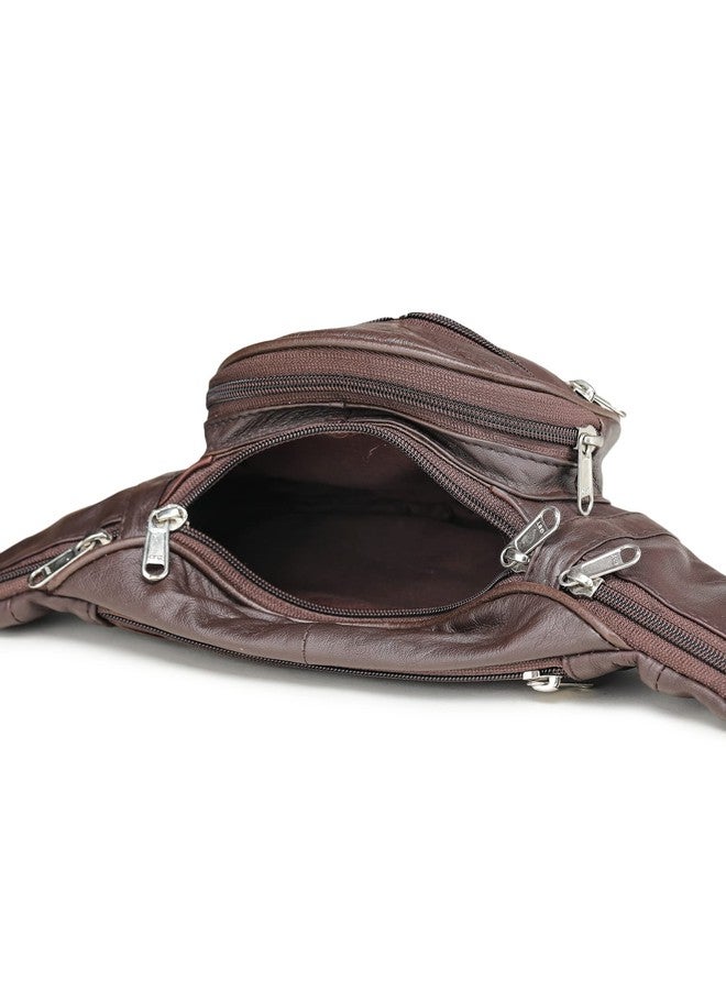 K London Real Leather Brown Waist Bag Fanny Bag Travel Pouch Passport Holder (246_BRN) - Image 2
