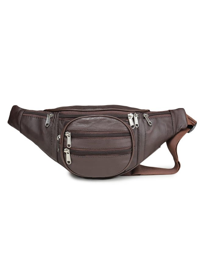 K London Real Leather Brown Waist Bag Fanny Bag Travel Pouch Passport Holder (246_BRN) - Image 1