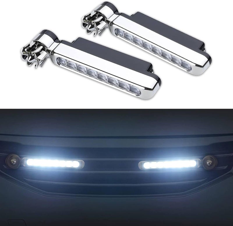 SHREE HANS CREATION Universal Car LED Wind Energy Powered Car Exterior Daytime Light Lamp Running Light,Fog Light Headlights Decorative For All Models (Set of -2) - Image 1
