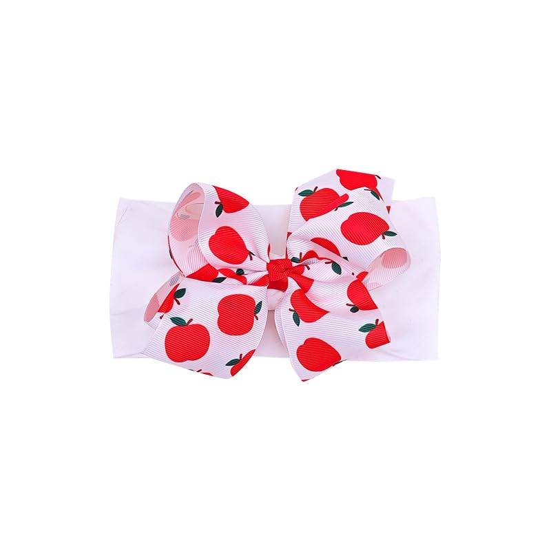 BBTDIN Apple Bow Clips Baby Girls Fruit Hair Pin Apple Hair Clips Baby Fruits Ribbon Bows BBG88 (White Band-Turban) - Image 5