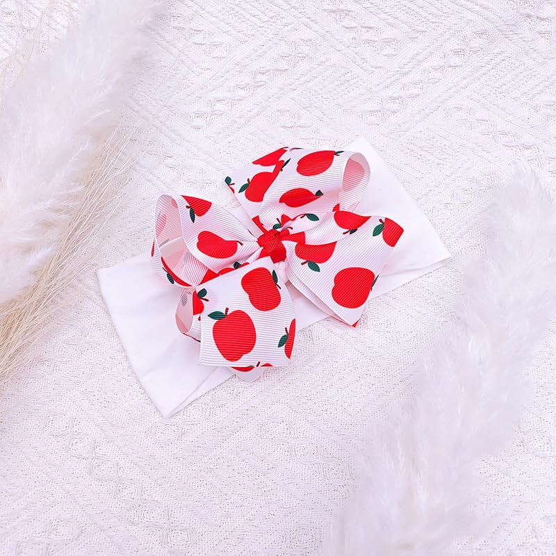 BBTDIN Apple Bow Clips Baby Girls Fruit Hair Pin Apple Hair Clips Baby Fruits Ribbon Bows BBG88 (White Band-Turban) - Image 4