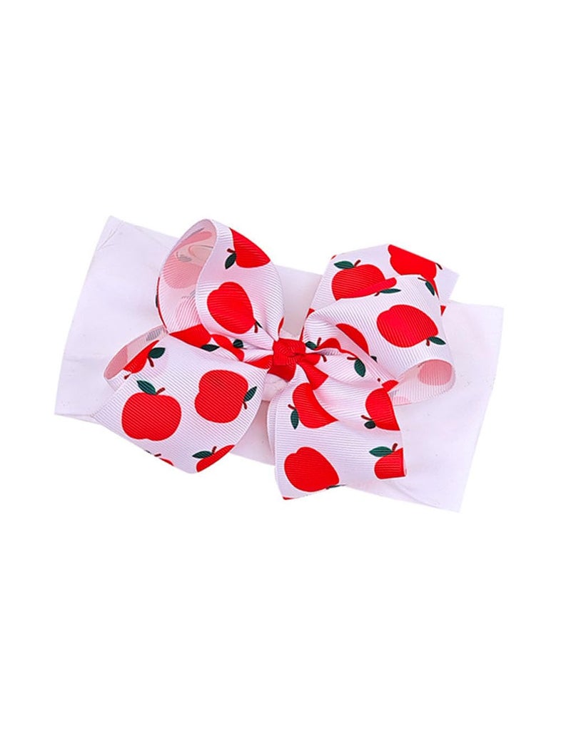 BBTDIN Apple Bow Clips Baby Girls Fruit Hair Pin Apple Hair Clips Baby Fruits Ribbon Bows BBG88 (White Band-Turban) - Image 1