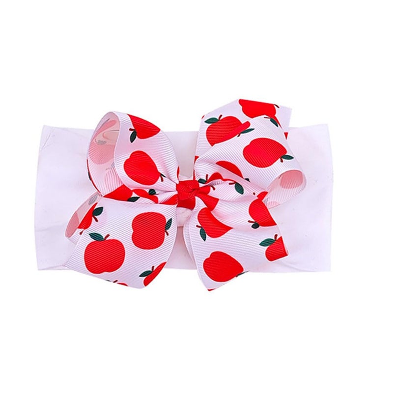 BBTDIN Apple Bow Clips Baby Girls Fruit Hair Pin Apple Hair Clips Baby Fruits Ribbon Bows BBG88 (White Band-Turban) - Image 2