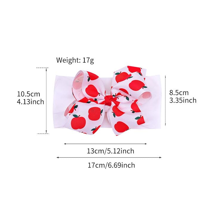 BBTDIN Apple Bow Clips Baby Girls Fruit Hair Pin Apple Hair Clips Baby Fruits Ribbon Bows BBG88 (White Band-Turban) - Image 3