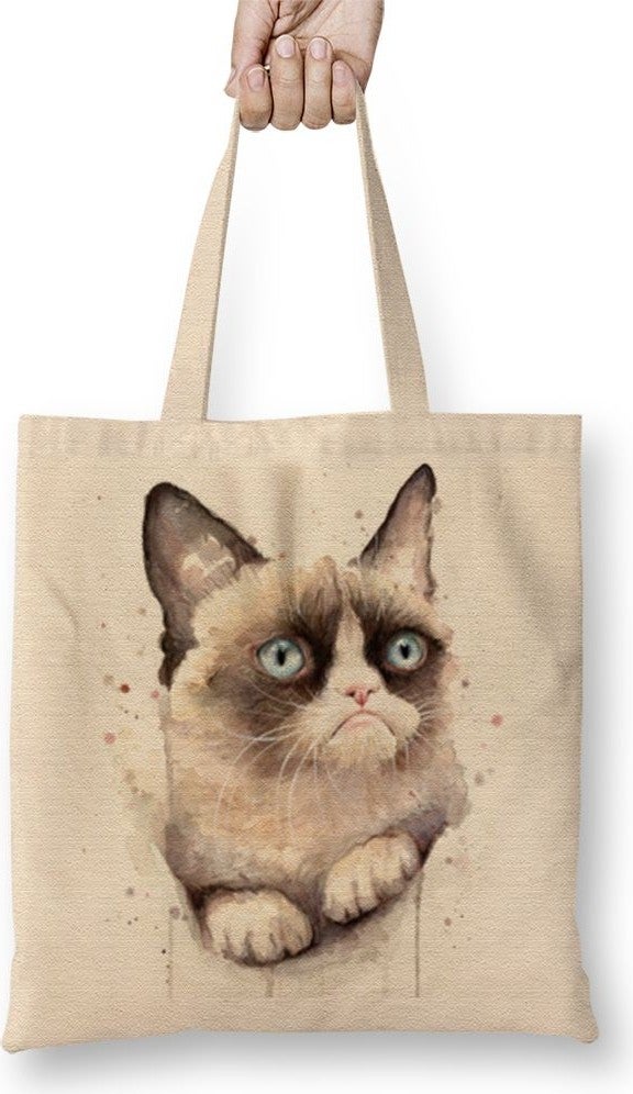 Baskı Dükkanı Print Shop Cat Cloth Bag Long Handle 