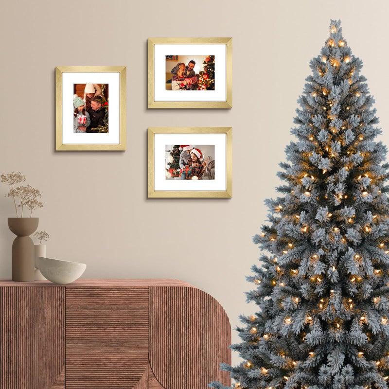 AUEAR 8x10 Picture Frames Set of 6  with Mat for 5x7 or 8x10 without Mat  Composite Wood Gallery Photo Frames with Plexiglass  Wall Mounting (Gold) - Image 4