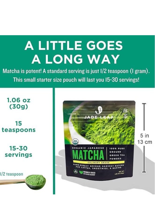 Jade Leaf Jade Leaf Matcha Organic Green Tea Powder  Culinary Grade Premium Second Harvest Authentic Japanese Origin - Image 2