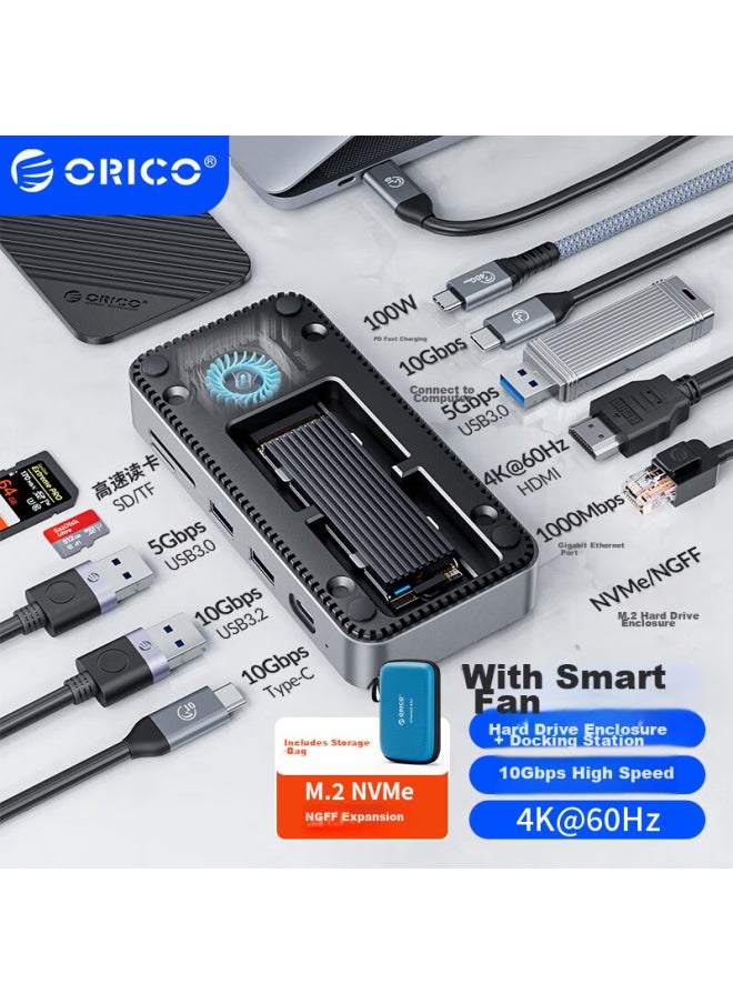 Orico Orico Hard Drive Dock, Type-c M.2 Ssd Enclosure, Usb3.2 High-speed Desktop Dock, Hdmi Adapter, Compatible With Mac Laptops, Dpm2p9-v1  - Image 1
