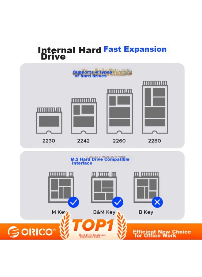Orico Orico Hard Drive Dock, Type-c M.2 Ssd Enclosure, Usb3.2 High-speed Desktop Dock, Hdmi Adapter, Compatible With Mac Laptops, Dpm2p9-v1  - Image 5