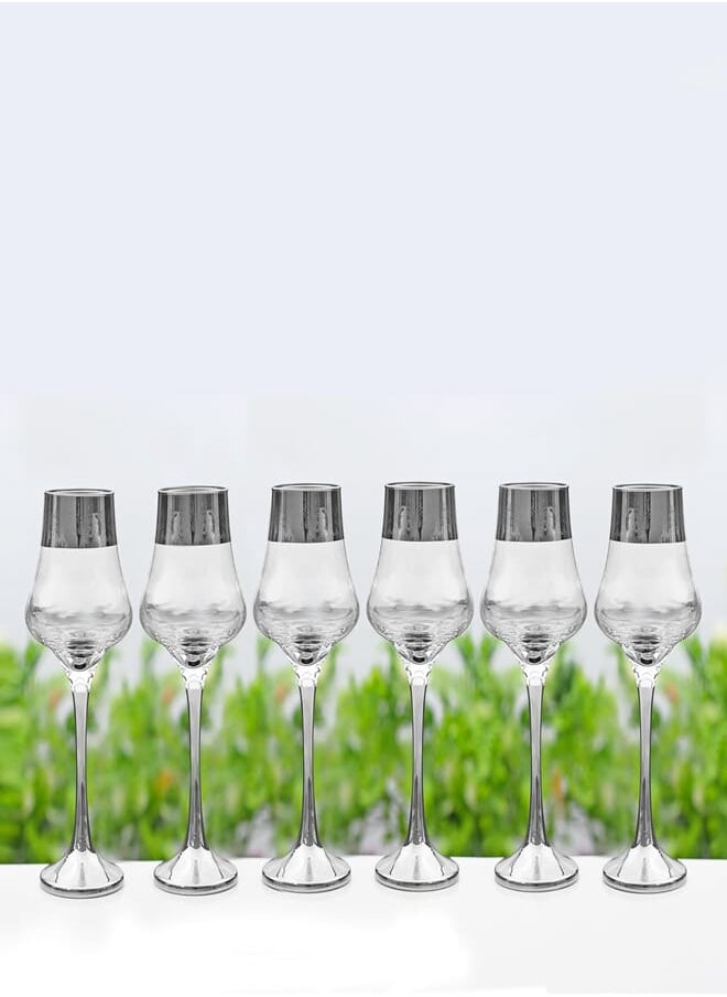 segaey Segaey Turkish Carmen Glass 011970 / Platinum Pantograph/ 6 Pcs/Elegant design, Trusted Brand, Attractive shape of Soft Drink, Smoothies, Juices, Cocktails/High Quality Materials 