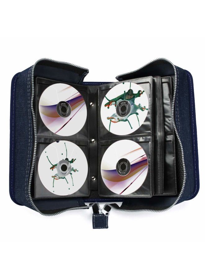 FORE CD/DVD/Blu-Ray Disc Wallet case for CD/DVD Carrying Storage Made of Denim Color Blue 128pcs Blue F-013 - Image 4