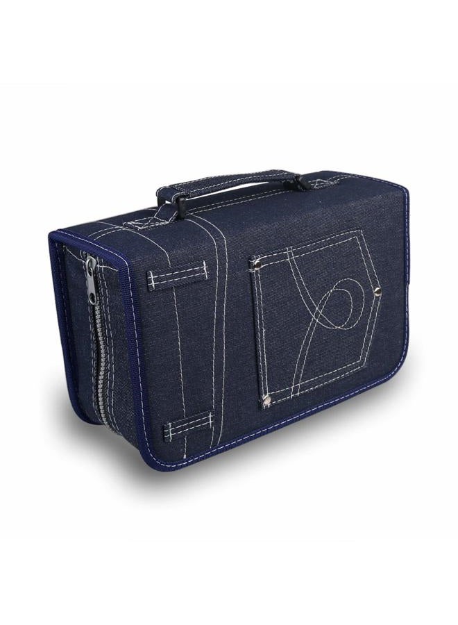 FORE CD/DVD/Blu-Ray Disc Wallet case for CD/DVD Carrying Storage Made of Denim Color Blue 128pcs Blue F-013 - Image 5