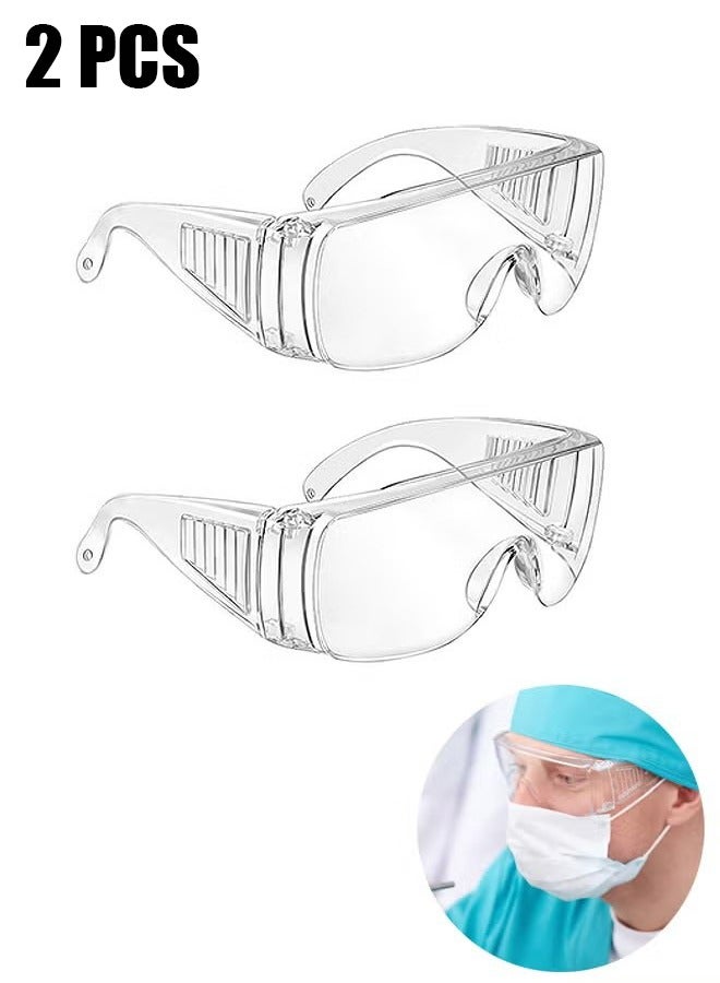 2 Pairs Clear Safety Glasses, Over Eyeglasses Goggles Clear Glasses Anti- Fog/Scratch Eye Protection Polycarbonate Protective Eyewear Safety Goggles For Shooting, Lab, Outdoor, Workplaces - Image 1