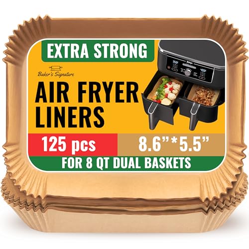 Baker's Signature Air Fryer Liners for Ninja Foodi Dual – 125Pcs Disposable Parchment Paper for Ninja DZ201 DZ401, Instant Pot Vortex Plus, PowerXL Vortex – Non-Stick and Oil Proof for Easy Cleanup by Baker's Signature - Image 1