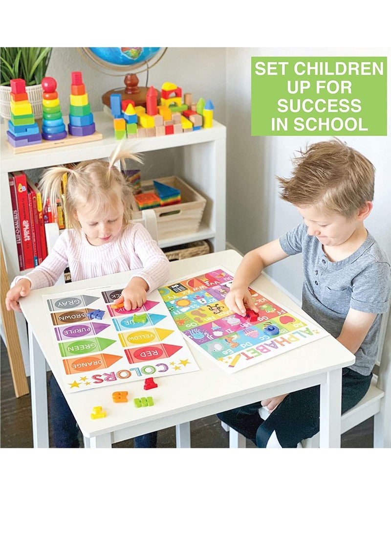 SYOSI Educational Preschool Poster for Toddler and Kid 4 Pcs, Alphabet Numbers Colors Shapes, Classroom Learning Alphabet Poster, Nursery Homeschool Kindergarten, Laminated Educational Supplies 11x17inch  - Image 4