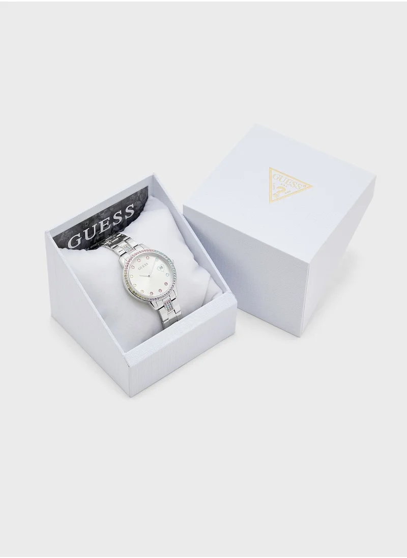 GUESS Three Of Hearts Steel Strap Analog Watch
