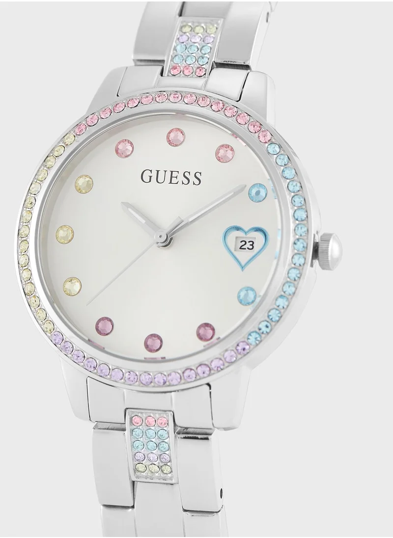 GUESS Three Of Hearts Steel Strap Analog Watch