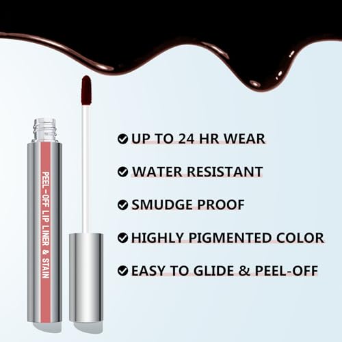 Cilrofelr Peel Off Lip Liner Stain, Long Wear Tattoo Lip Liner with Tweezer, Peel Off Lip Stain with Matte Finish, Long Lasting, Waterproof, Transfer-proof, Highly Pigmented Color (N-Nude Pink) - Image 3