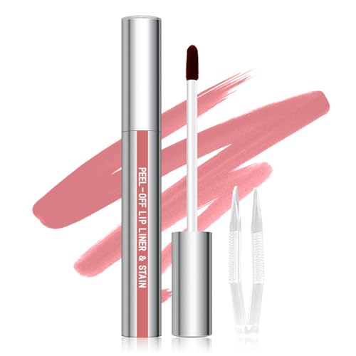 Cilrofelr Peel Off Lip Liner Stain, Long Wear Tattoo Lip Liner with Tweezer, Peel Off Lip Stain with Matte Finish, Long Lasting, Waterproof, Transfer-proof, Highly Pigmented Color (N-Nude Pink) - Image 1