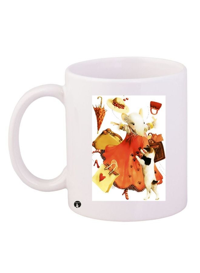 RYN Mouse Printed Coffee Mug White/Orange/Yellow 11ounce