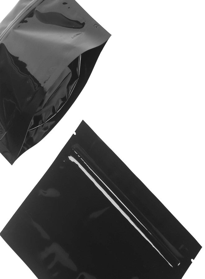 QQ Studio Pack of 100 Double-Sided Glossy Wide Mouth Smell Proof Stand Up Resealable Pouch Bags (Glossy Black, 6.5x5" (3oz)) - Image 3