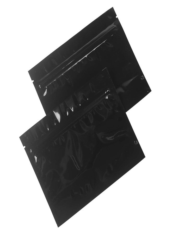 QQ Studio Pack of 100 Double-Sided Glossy Wide Mouth Smell Proof Stand Up Resealable Pouch Bags (Glossy Black, 6.5x5" (3oz)) - Image 2