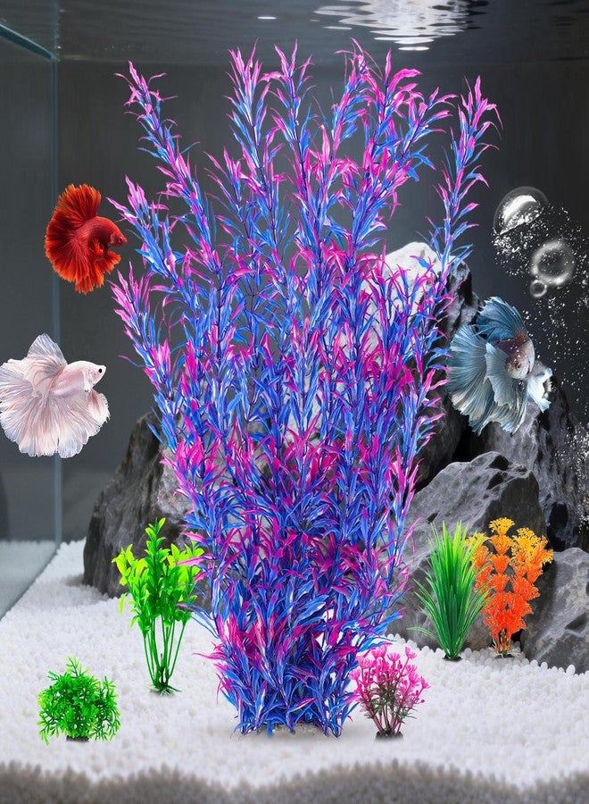 CousDUoBe 21 Inch Aquarium Plants Set Tall Fish Tank Plants - Realistic Artificial Fish Tank Decorations (1 Pcs Large Green Fish Tank Plants, 5 Pcs Small Plants) - Image 5