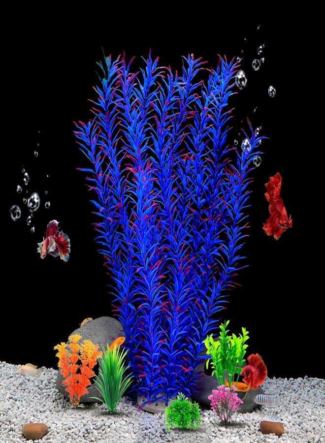 CousDUoBe 21 Inch Aquarium Plants Set Tall Fish Tank Plants - Realistic Artificial Fish Tank Decorations (1 Pcs Large Green Fish Tank Plants, 5 Pcs Small Plants) - Image 1