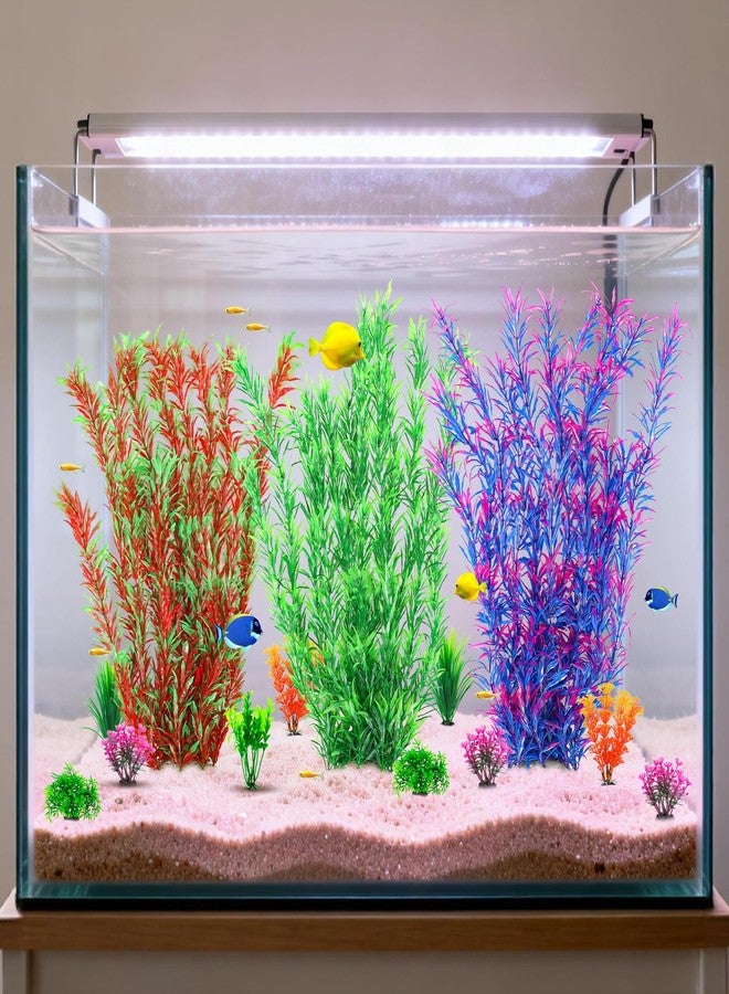 CousDUoBe 21 Inch Aquarium Plants Set Tall Fish Tank Plants - Realistic Artificial Fish Tank Decorations (1 Pcs Large Green Fish Tank Plants, 5 Pcs Small Plants) - Image 3