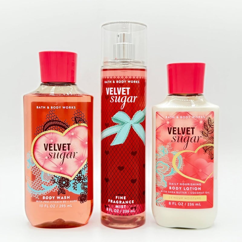 Velvet Sugar 3Piece Bath Body Bundle Body Wash Fine Fragrance Mist and Daily Nourishing Body Lotion - Image 1