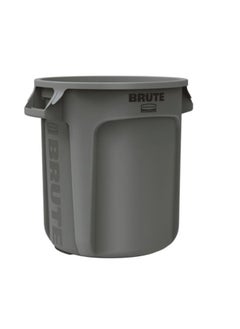 Rubbermaid Brute 4-Venting Channels UV Protectant Contour-Grip Trash Can Grey 10 Gal 261000GRAY 