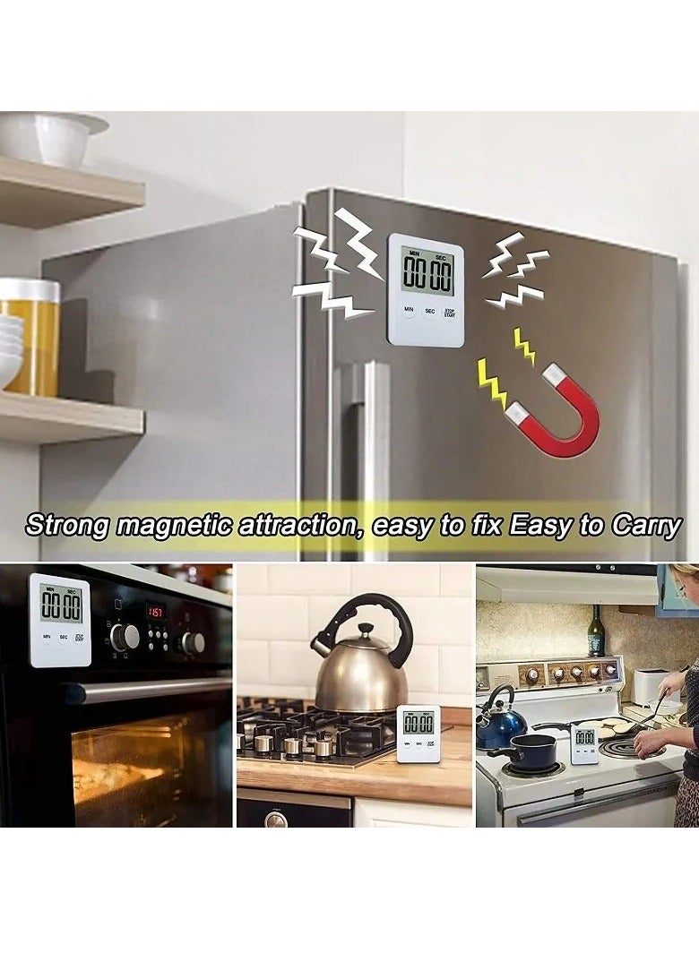 AROAQ Digital Timer, 1pc Small Count Down/up Clock with Magnetic Attachment, Big LCD Display Loud Sounds Minute Second Kitchen Timer for Games, Cooking, Classroom, (Red) - Image 3