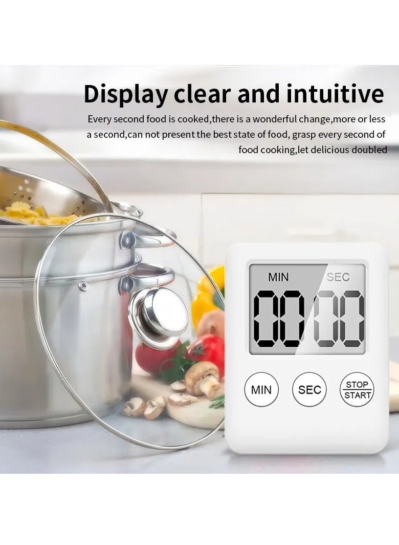 AROAQ Digital Timer, 1pc Small Count Down/up Clock with Magnetic Attachment, Big LCD Display Loud Sounds Minute Second Kitchen Timer for Games, Cooking, Classroom, (Red) - Image 2