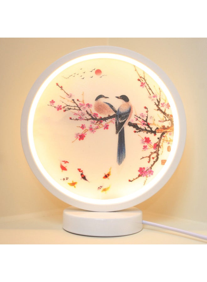 Nordic Creative Ring Led Lamp Stepless Dimming Night Light Energy-saving Eye Protection Dormitory Fill Light Diy Handmade-Specification:28cm White Circle - Magpie - [usb Interface] White Light [mild Model]  - Image 1