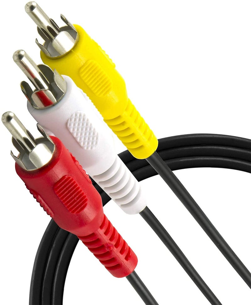 FENTICO 3-Male RCA to 3-Male RCA Audio Video Composite DVD AV Cable For TV LED LCD PC Desktop Computer - 10 Feet / 3 Meter - Image 1