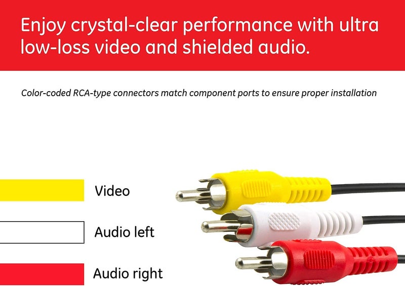 FENTICO 3-Male RCA to 3-Male RCA Audio Video Composite DVD AV Cable For TV LED LCD PC Desktop Computer - 10 Feet / 3 Meter - Image 2