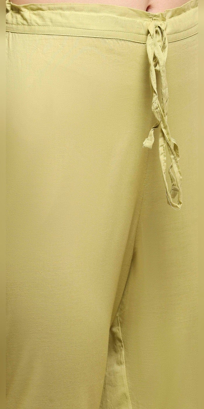 بيبا مجموعة بنطال نسائية من سيج جرين حرير من نوع A Line Kurta - Image 3
