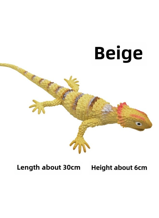 Simulation Lizard Sound Toy Soft Rubber Reptile Animal Model Pinch Will Call Lizard Trick Vent Toy-Color:White Lizard  - Image 1