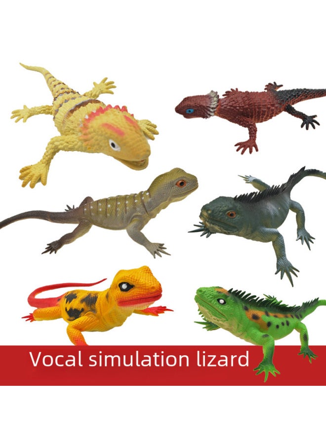 Simulation Lizard Sound Toy Soft Rubber Reptile Animal Model Pinch Will Call Lizard Trick Vent Toy-Color:White Lizard  - Image 2