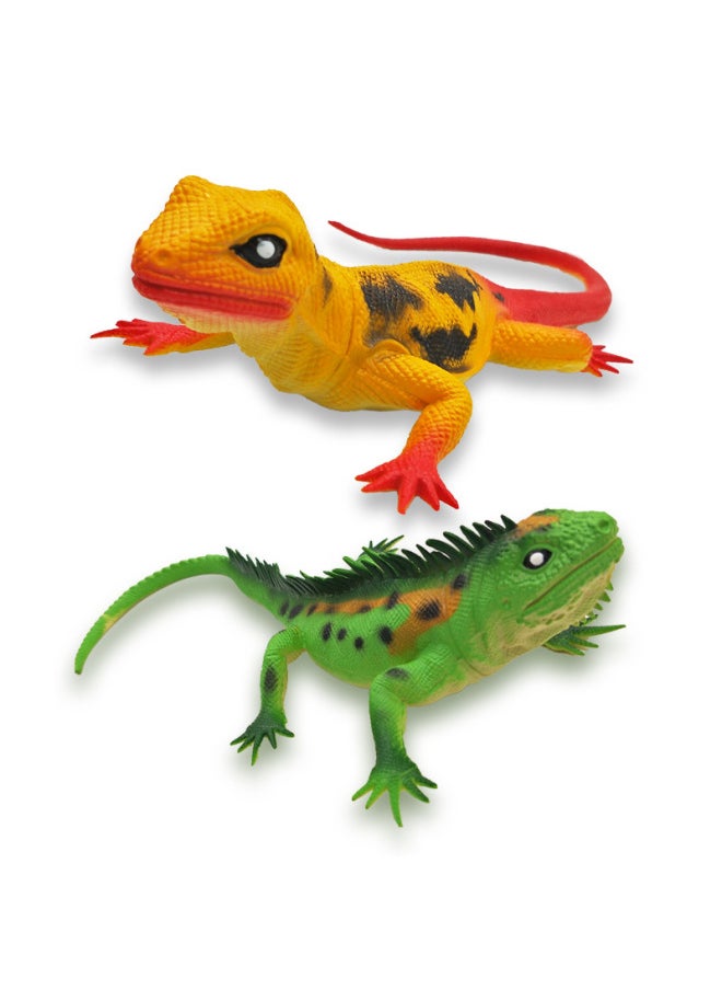 Simulation Lizard Sound Toy Soft Rubber Reptile Animal Model Pinch Will Call Lizard Trick Vent Toy-Color:White Lizard  - Image 5