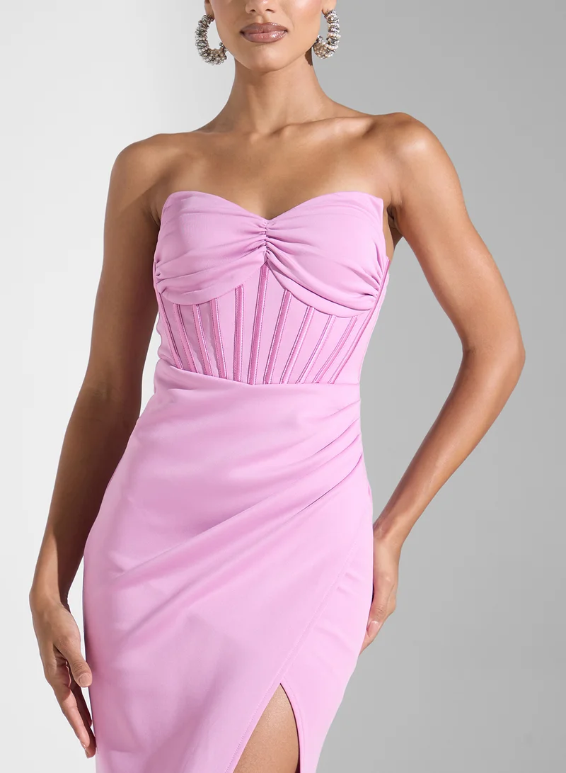 Ginger Boutique Strapless Slit Gown Dress