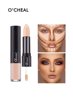 OCHEAL 24 Hours Wear Concealer Stick,Dual-End Concealer Contouring Stick,Cream Contour Bronzer Sticks, Waterproof Face Concealer Pen for Body Face Brighten Facial Shade, Create 3D Makeup(01#)  - Image 1