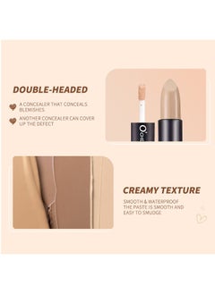 OCHEAL 24 Hours Wear Concealer Stick,Dual-End Concealer Contouring Stick,Cream Contour Bronzer Sticks, Waterproof Face Concealer Pen for Body Face Brighten Facial Shade, Create 3D Makeup(01#)  - Image 5